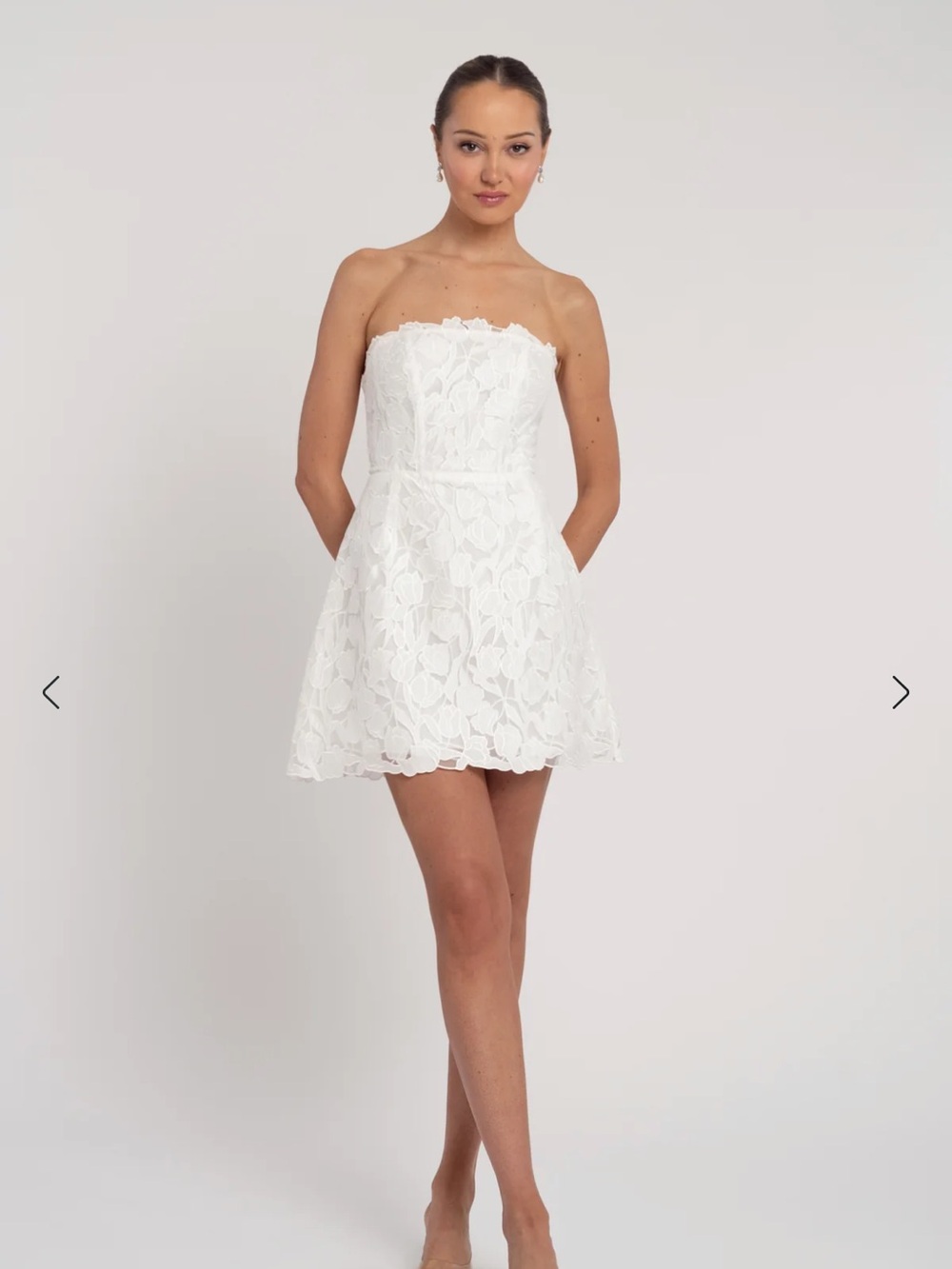 Amanda Strapless White Lace Mini Dress
